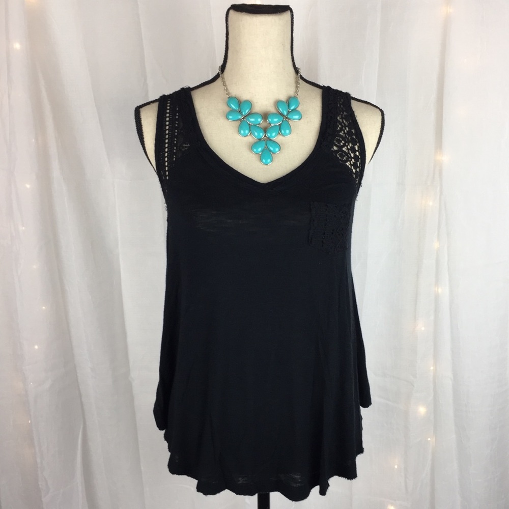 American Rag Tank Top High-low Black Lace sz med